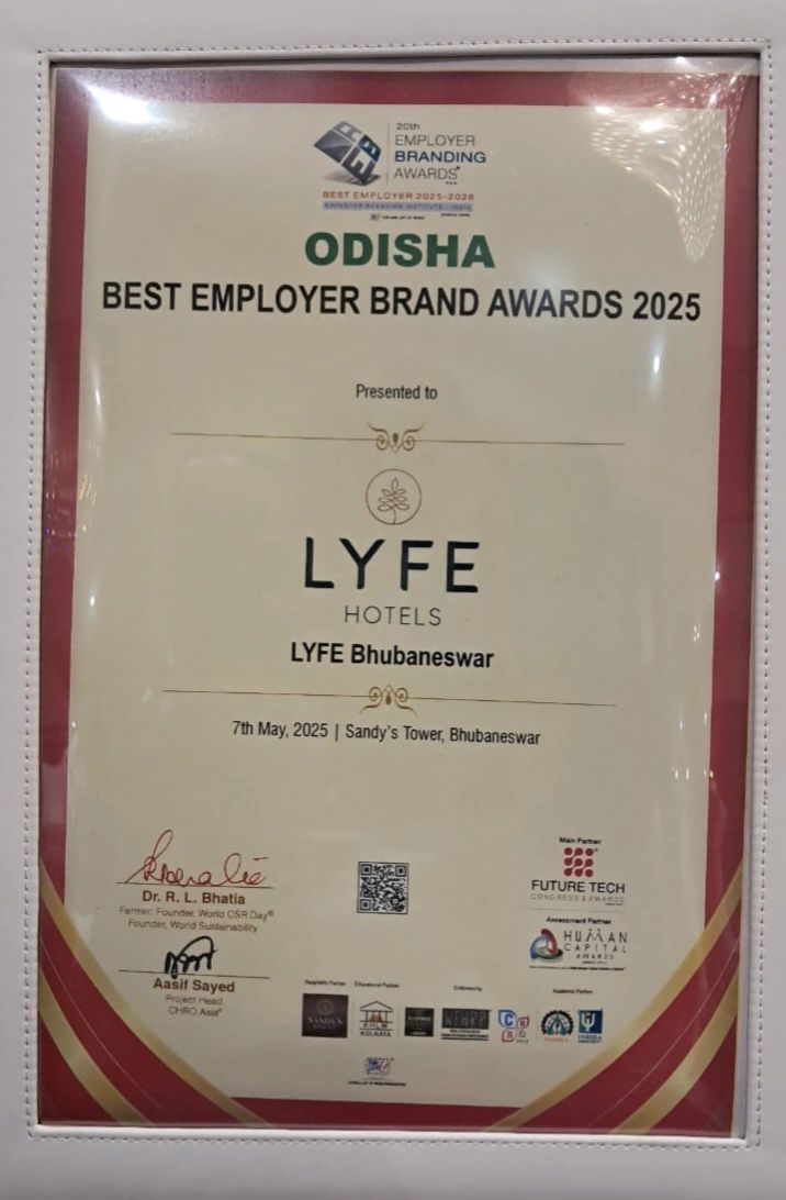 Odisha Best Employer Brand Awards 2025 — LYFE Hotels Bhubaneswar